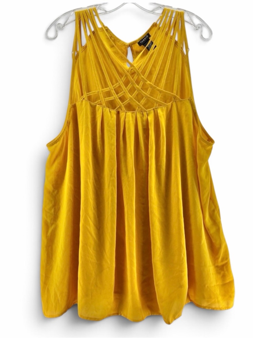Torrid Yellow Strappy High-Neck Flowy Tank Top Size 3(22/24)